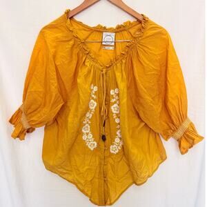 Kinga Csilla Floral Embroidered Blouse Top US 8‎ Fall Bohoemian Texas Autumn